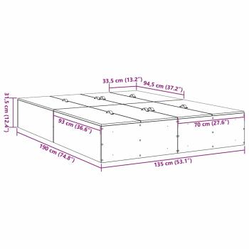 Bett mit Stauraum Schwarze Eiche Holzwerkstoff Voll/Doppel