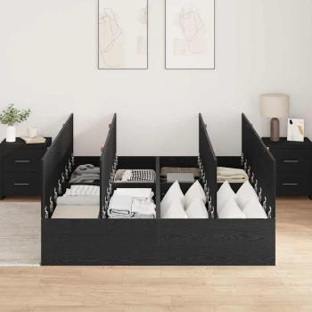 Bett mit Stauraum Schwarze Eiche Holzwerkstoff Voll/Doppel