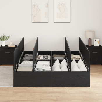 Bett mit Stauraum Schwarze Eiche Holzwerkstoff Voll/Doppel