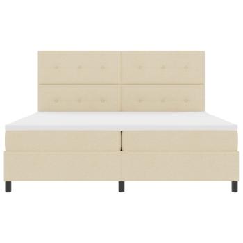 ARDEBO.de - Boxspringbett mit LED-Lichtleisten Creme 200 x 200 cm Stoff