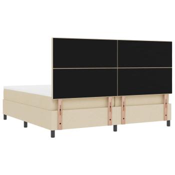 Boxspringbett mit LED-Lichtleisten Creme 200 x 200 cm Stoff