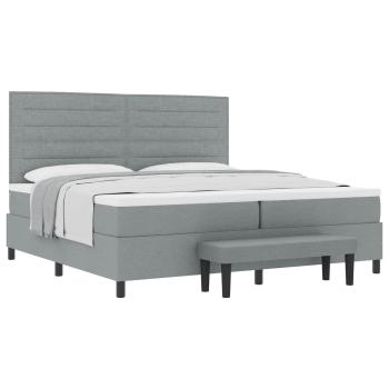Bettgestell mit Matratze Set aus 2 Grau Stoff 200 x 200 cm