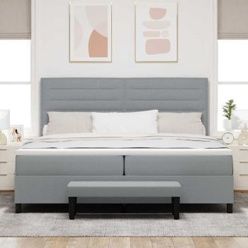 Bettgestell mit Matratze Set aus 2 Grau Stoff 200 x 200 cm