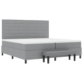 Bettgestell mit Matratze Set aus 2 Grau Stoff 200 x 200 cm