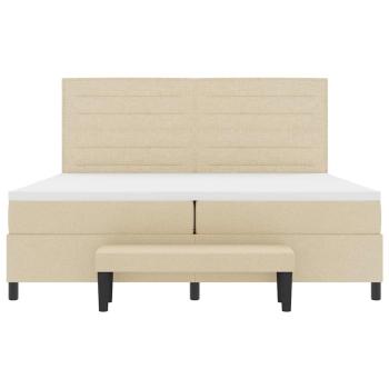 Bettgestell mit Matratze Set aus 2 Beigefarben Stoff 200 x 200 cm
