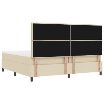 Bettgestell mit Matratze Set aus 2 Beigefarben Stoff 200 x 200 cm