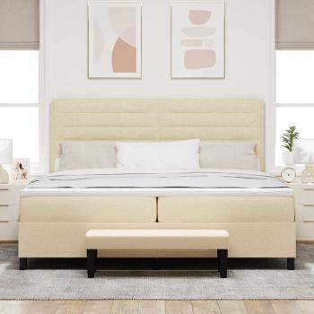 Bettgestell mit Matratze Set aus 2 Beigefarben Stoff 200 x 200 cm