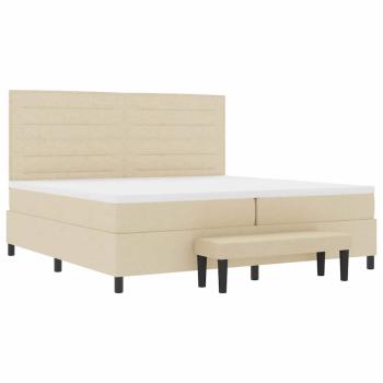 Bettgestell mit Matratze Set aus 2 Beigefarben Stoff 200 x 200 cm