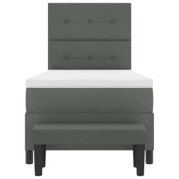 Bettgestell mit Matratze Set aus 2 Grau Stoff 100 x 200 cm Bank