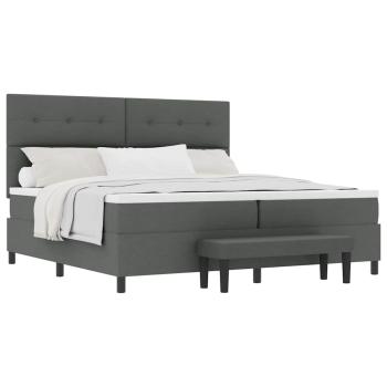 Bettgestell mit Matratze Set aus 2 Grau Stoff 200 x 200 cm Bett