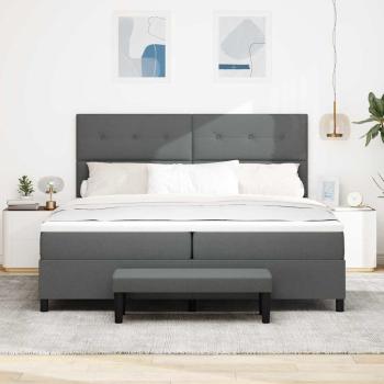 Bettgestell mit Matratze Set aus 2 Grau Stoff 200 x 200 cm Bett