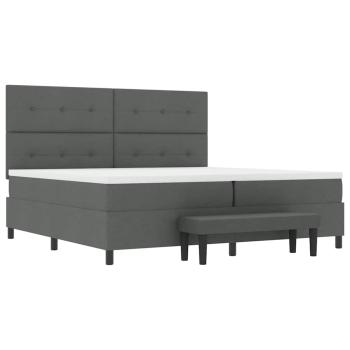 Bettgestell mit Matratze Set aus 2 Grau Stoff 200 x 200 cm Bett