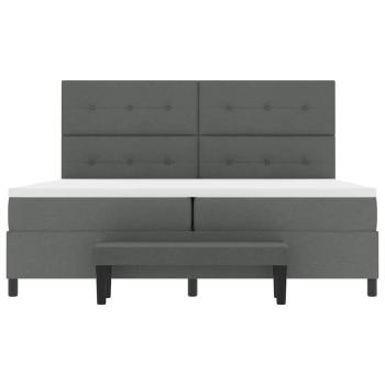 Bettgestell mit Matratze Set aus 2 Grau Stoff 200 x 200 cm Bett