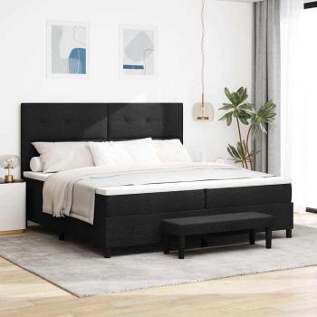 ARDEBO.de - Bettgestell mit Matratze Set aus 2 Schwarz Stoff 200 x 200 cm