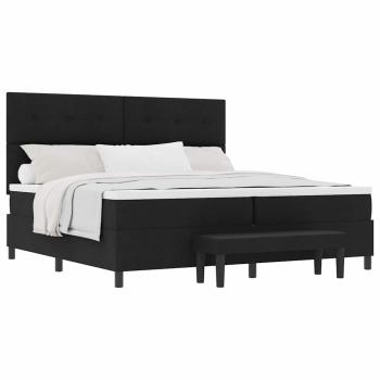 Bettgestell mit Matratze Set aus 2 Schwarz Stoff 200 x 200 cm