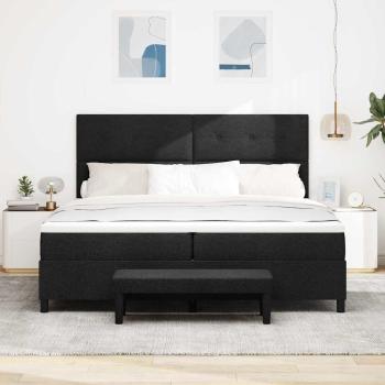 Bettgestell mit Matratze Set aus 2 Schwarz Stoff 200 x 200 cm