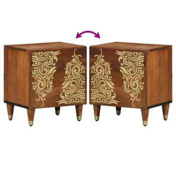 Nachttische Honey braun Massivholz Medium Dekorative Intarsien