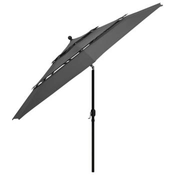 Sonnenschirm mit Aluminium-Mast 3-lagig Anthrazit 3,5 m