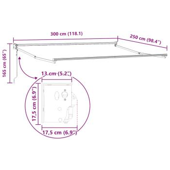 Markise Einziehbar Anthrazit und Weiß 3x2,5 m Stoff & Aluminium