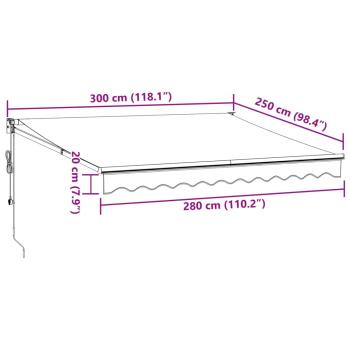 Markise Einziehbar Anthrazit und Weiß 3x2,5 m Stoff & Aluminium