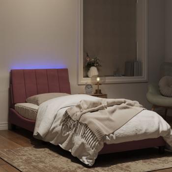 Bettgestell mit LED-Leuchten Rosa 90x190 cm Samt