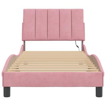 Bettgestell mit LED-Leuchten Rosa 90x190 cm Samt