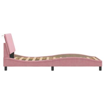 Bettgestell mit LED-Leuchten Rosa 90x190 cm Samt