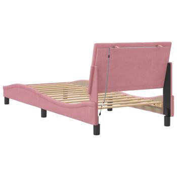 Bettgestell mit LED-Leuchten Rosa 90x190 cm Samt