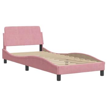 Bettgestell mit LED-Leuchten Rosa 90x190 cm Samt