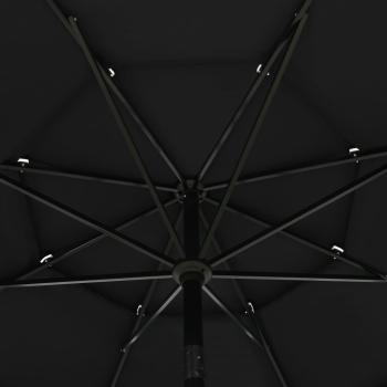 Sonnenschirm mit Aluminium-Mast 3-lagig Schwarz 3,5 m