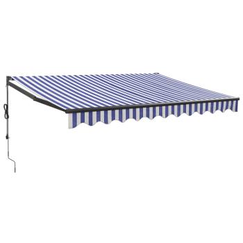 Elektrische Markise mit Kurbel Blau und Weiß 3x2,5 m