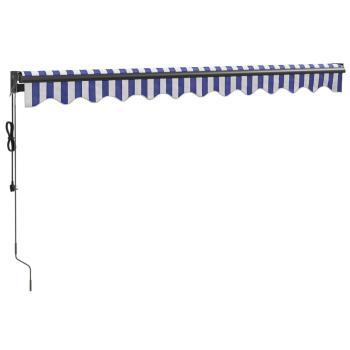 Elektrische Markise mit Kurbel Blau und Weiß 3x2,5 m