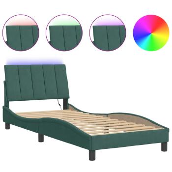 Bettgestell mit LED-Leuchten Dunkelgrün 80x200 cm Samt