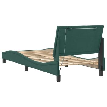 Bettgestell mit LED-Leuchten Dunkelgrün 80x200 cm Samt