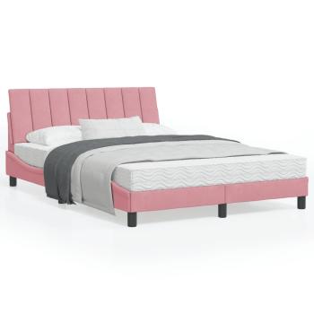 ARDEBO.de - Bettgestell mit LED-Leuchten Rosa 120x200 cm Samt