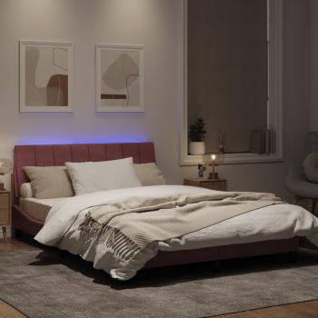 Bettgestell mit LED-Leuchten Rosa 120x200 cm Samt