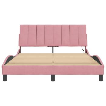 Bettgestell mit LED-Leuchten Rosa 120x200 cm Samt