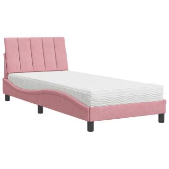 Bett mit Matratze "Hanko" Rosa 90x190 cm Samt