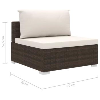 10-tlg. Garten-Lounge-Set mit Auflagen Poly Rattan Braun