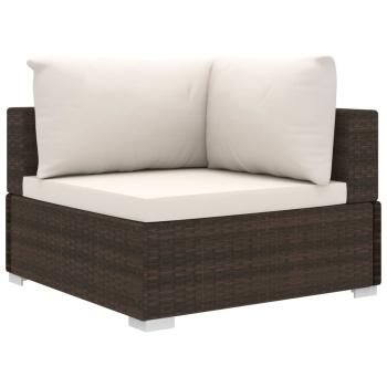 10-tlg. Garten-Lounge-Set mit Auflagen Poly Rattan Braun