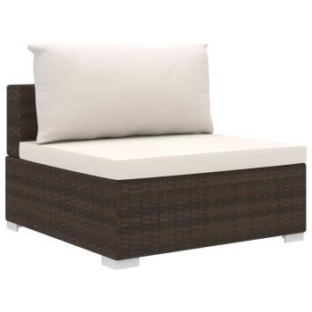 10-tlg. Garten-Lounge-Set mit Auflagen Poly Rattan Braun