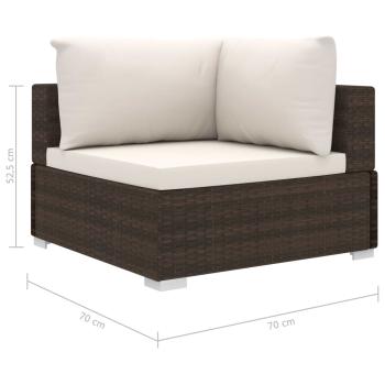 10-tlg. Garten-Lounge-Set mit Auflagen Poly Rattan Braun