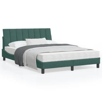 ARDEBO.de - Bettgestell mit LED-Leuchten Dunkelgrün 140x190 cm Samt