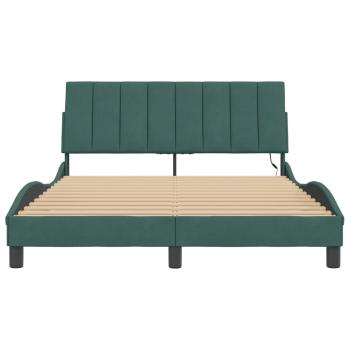 Bettgestell mit LED-Leuchten Dunkelgrün 140x190 cm Samt