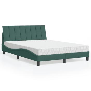 ARDEBO.de - Bett mit Matratze Dunkelgrün 140x190 cm Samt