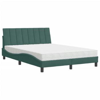 Bett mit Matratze Dunkelgrün 140x190 cm Samt