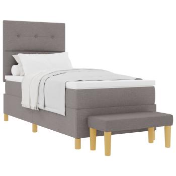 Boxspringbett mit Matratze & Bank Taupe 100x200 cm Stoff