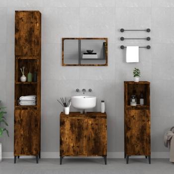 ARDEBO.de - 3-tlg. Badmöbel-Set Räuchereiche Holzwerkstoff