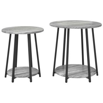 Beistelltisch 2er Set Grau aus Holzwerkstoff und Metall