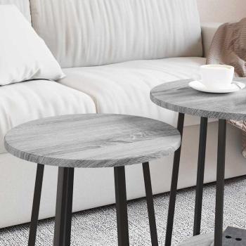 Beistelltisch 2er Set Grau aus Holzwerkstoff und Metall